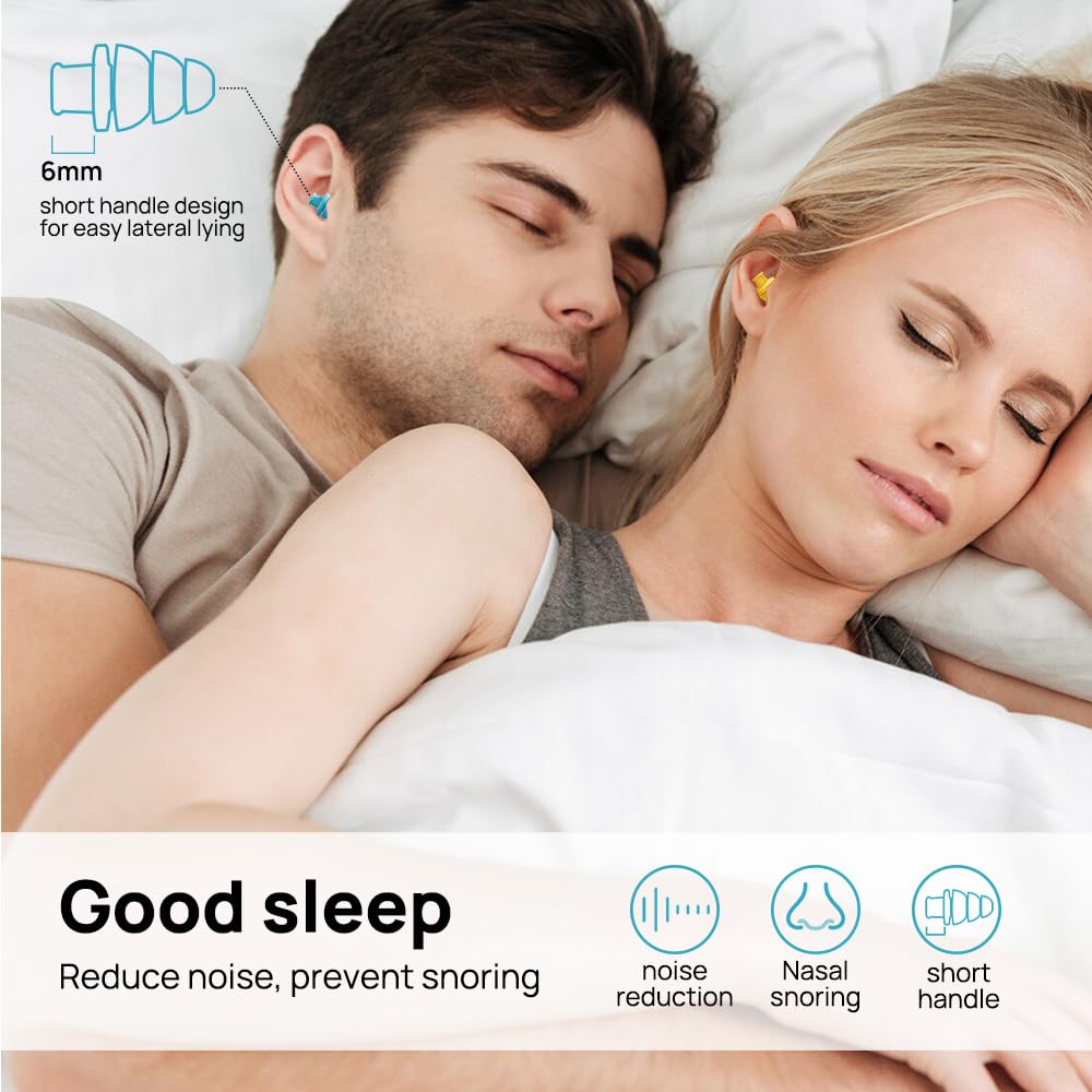 Ear Plugs for Sleeping Noise Cancelling, 10 Pairs Reusable Earplugs for Sleeping, Concert, Snoring, Travel, Work, 10 Colors, 33d