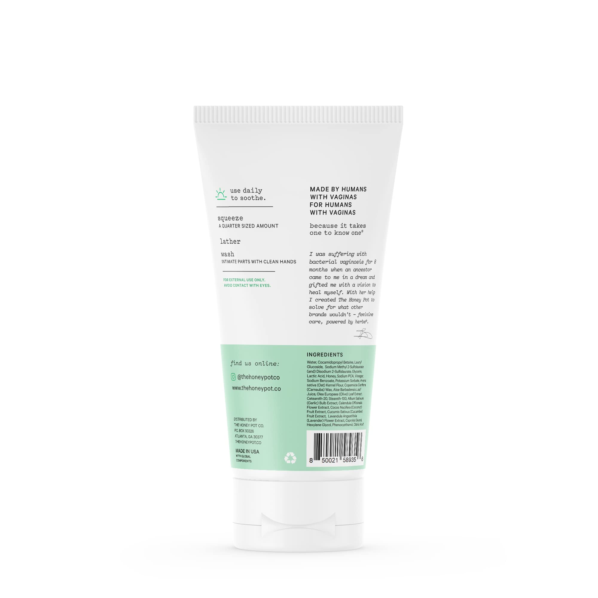 The Honey Pot Company - Anti-Itch Soothing Colloidal Oatmeal Wash - Plant Derived Feminine Care - Ultra Mild Solution to Relieve