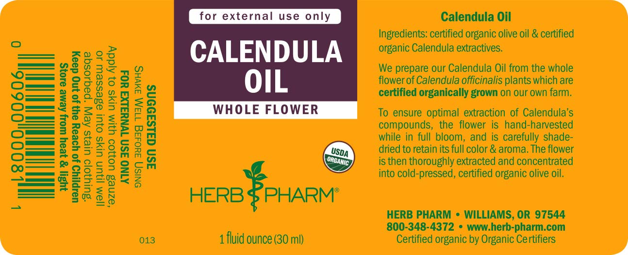 Herb Pharm Certified Organic Calendula Oil, 1 Fl Oz
