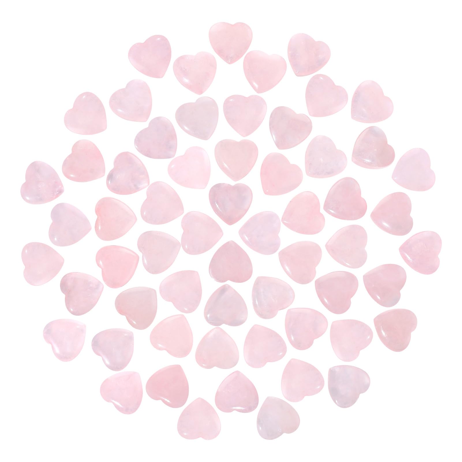 Guiqulai 60 Pcs Rose Quartz Crystals,Heart Natural Polished Crystal,0.8 Inch Mini Healing Stone,Worry Stone Bulk,Love Carved Pal