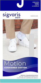 SIGVARIS Mens Motion Cushioned Cotton 360 Closed Toe Calf-High Socks 20-30mmHg - Black - Extra Large Long