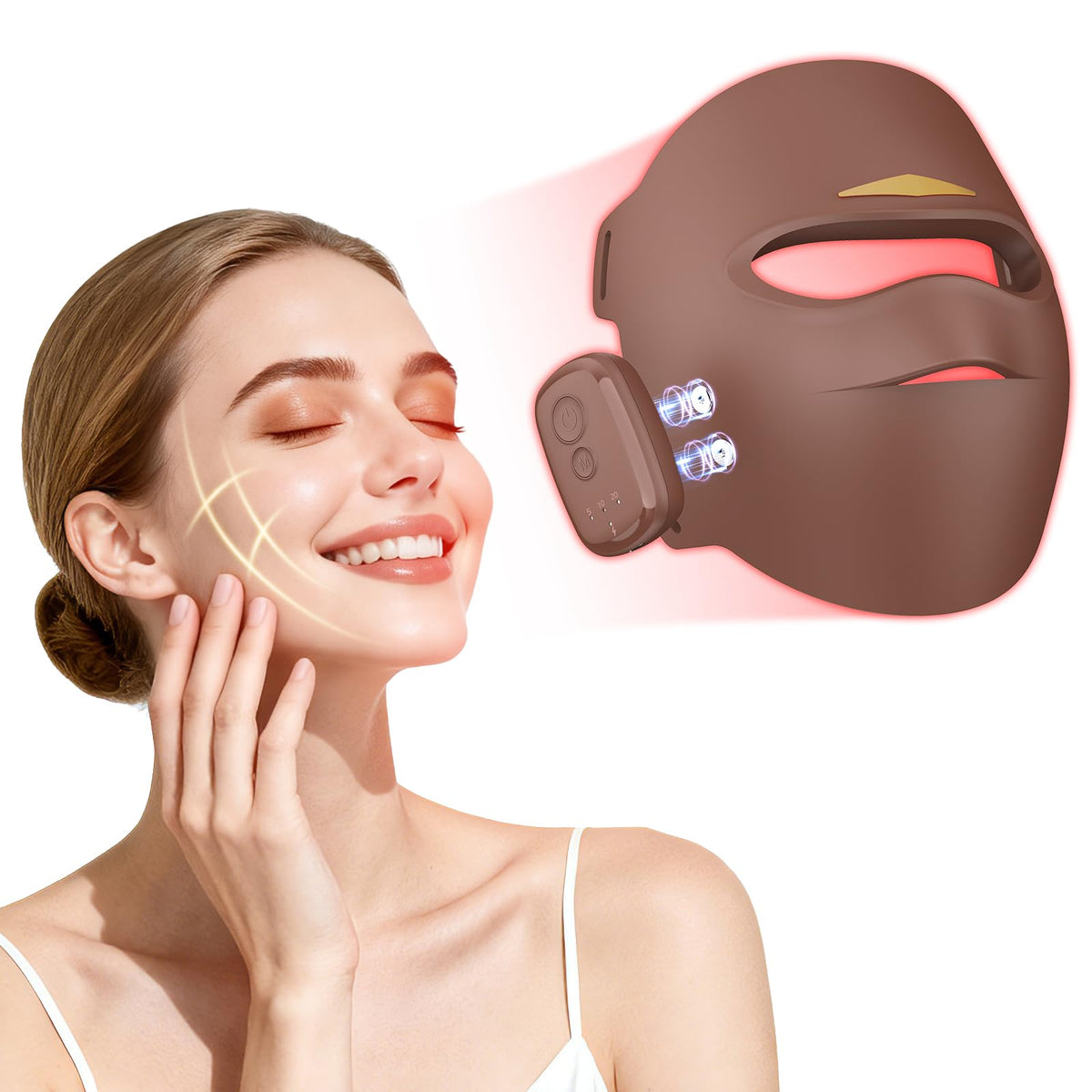 FDACleared 3D LED Light Therapy Mask with 4 Modes, Timer LED Face Mask Light Therapy with 336 PCS LED Beads, Portable Infrared 