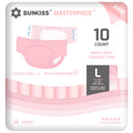 SUNKISS Masterpiece Adult Diapers with Tabs, Unisex Disposable Incontinence Briefs for Women and Men, Odor Control, Pink, Large,