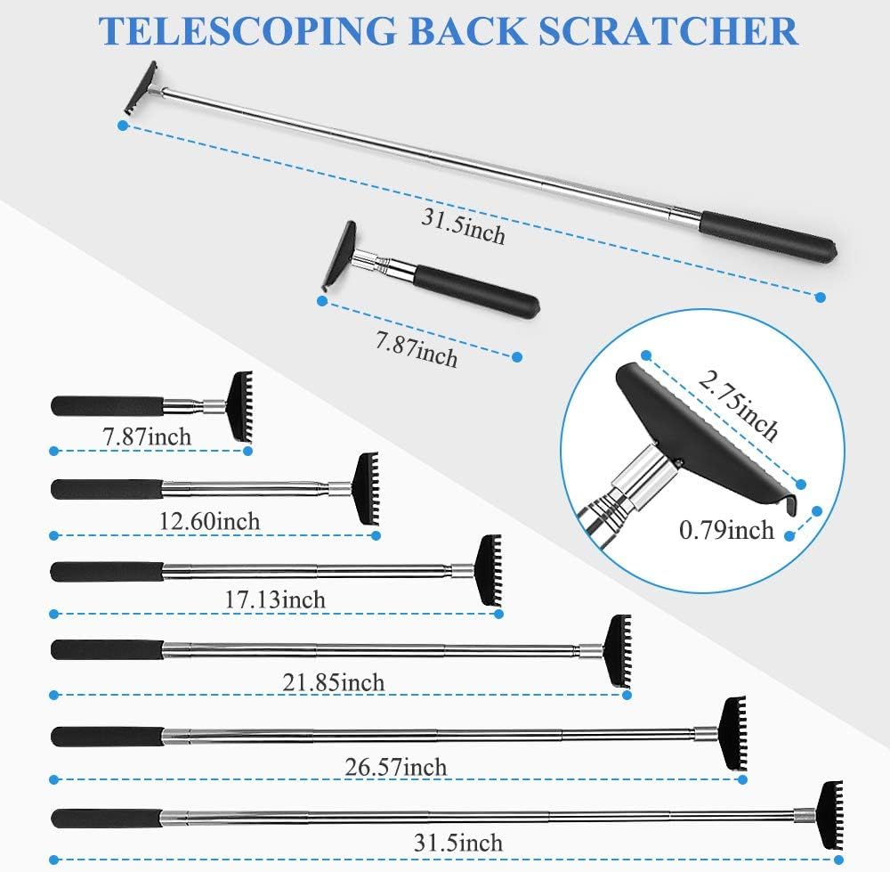 Oversized Back Scratcher Gift Set, 2 Pack, Upgraded Metal Stainless Steel Telescoping Back Scratcher Tool with Canvas Carrying B