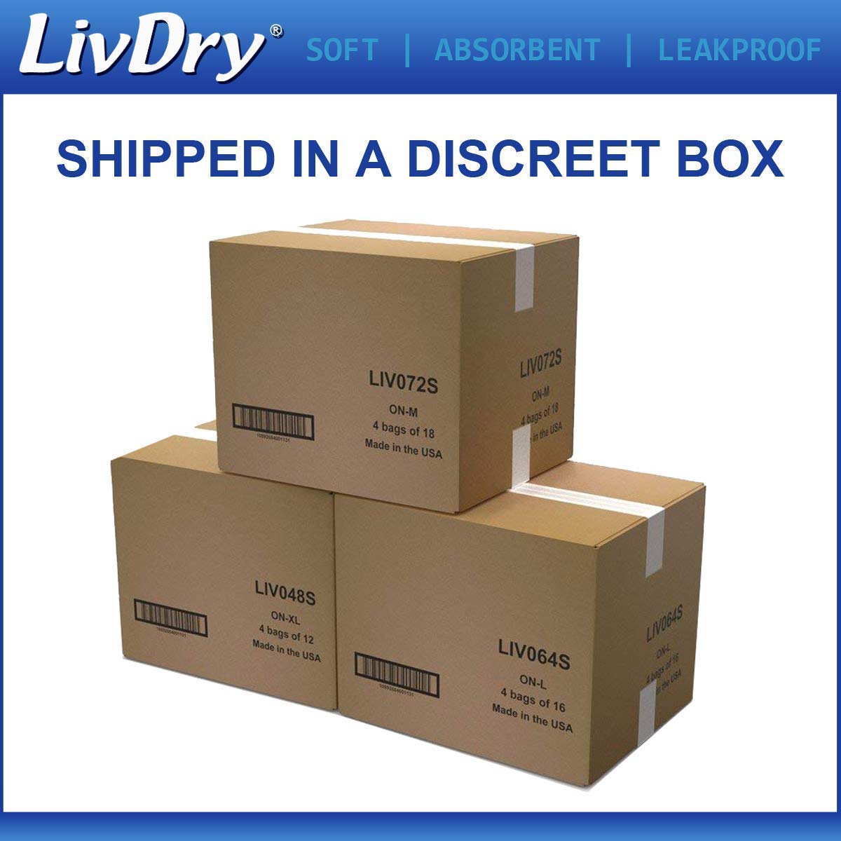 LivDry Incontinence Pad Insert for Men and Women | Hyper 1200 for Less Active Usage and More Protection (30 Count)