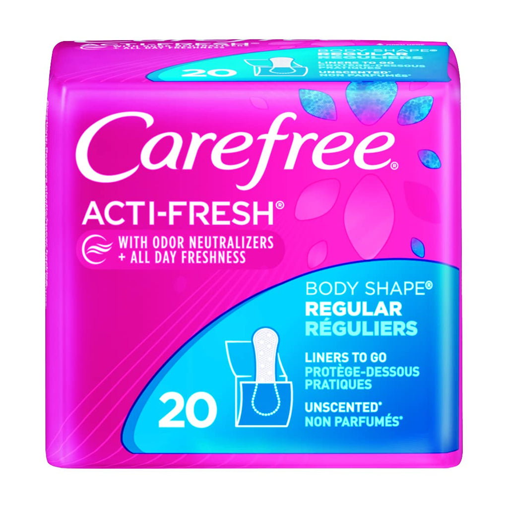 Carefree Panty Liners for Women, Regular, Wrapped, Unscented, 20ct | Pantiliners, Carefree Liners, Daily Liners for Women, Light