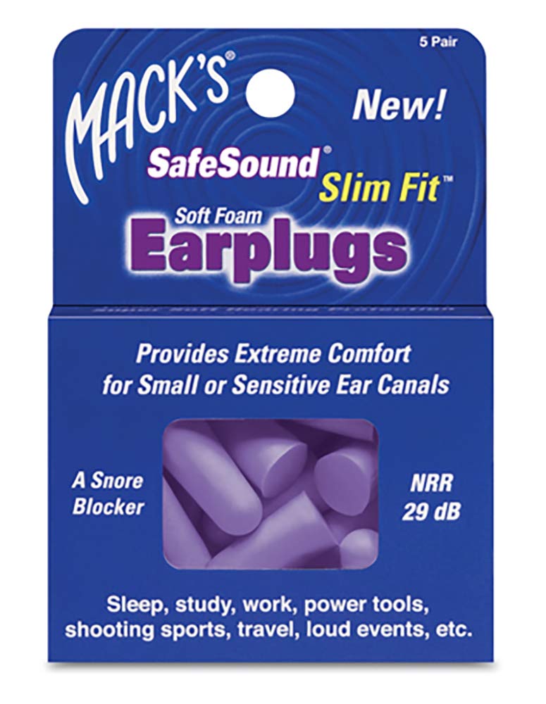 Macks Ear Care Slim Fit Soft Foam Earplugs, 5 Count (Pack of 6)