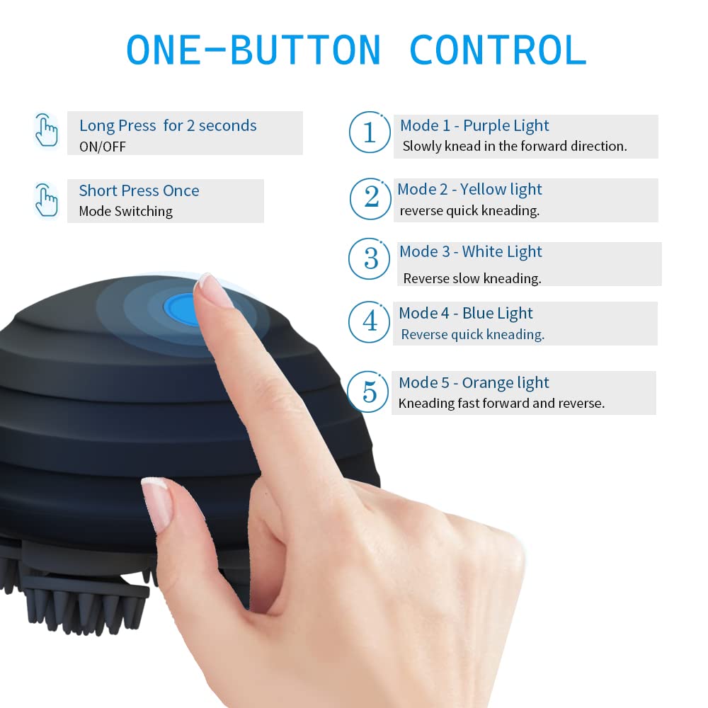 CHLOVOE Electric Scalp Massager, Portable Handheld IPX7 Waterproof Scalp Massager with 5 Kneading Modes and 96 Nodes for Body Re