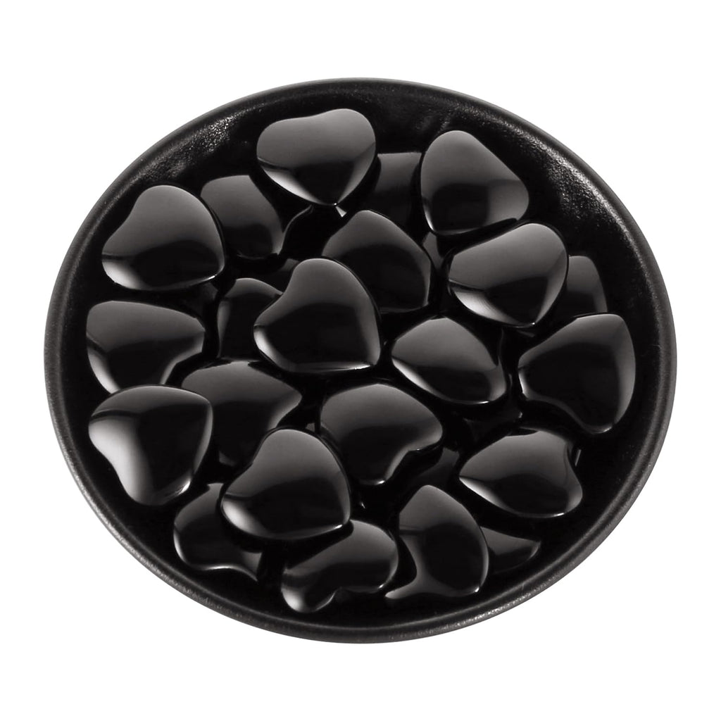 Nvzi Tumbled Polished Natural Black Obsidian Crystal Heart Stones, Crystals and Healing Stones Quartz Bulk for Wicca, Reiki, Hea
