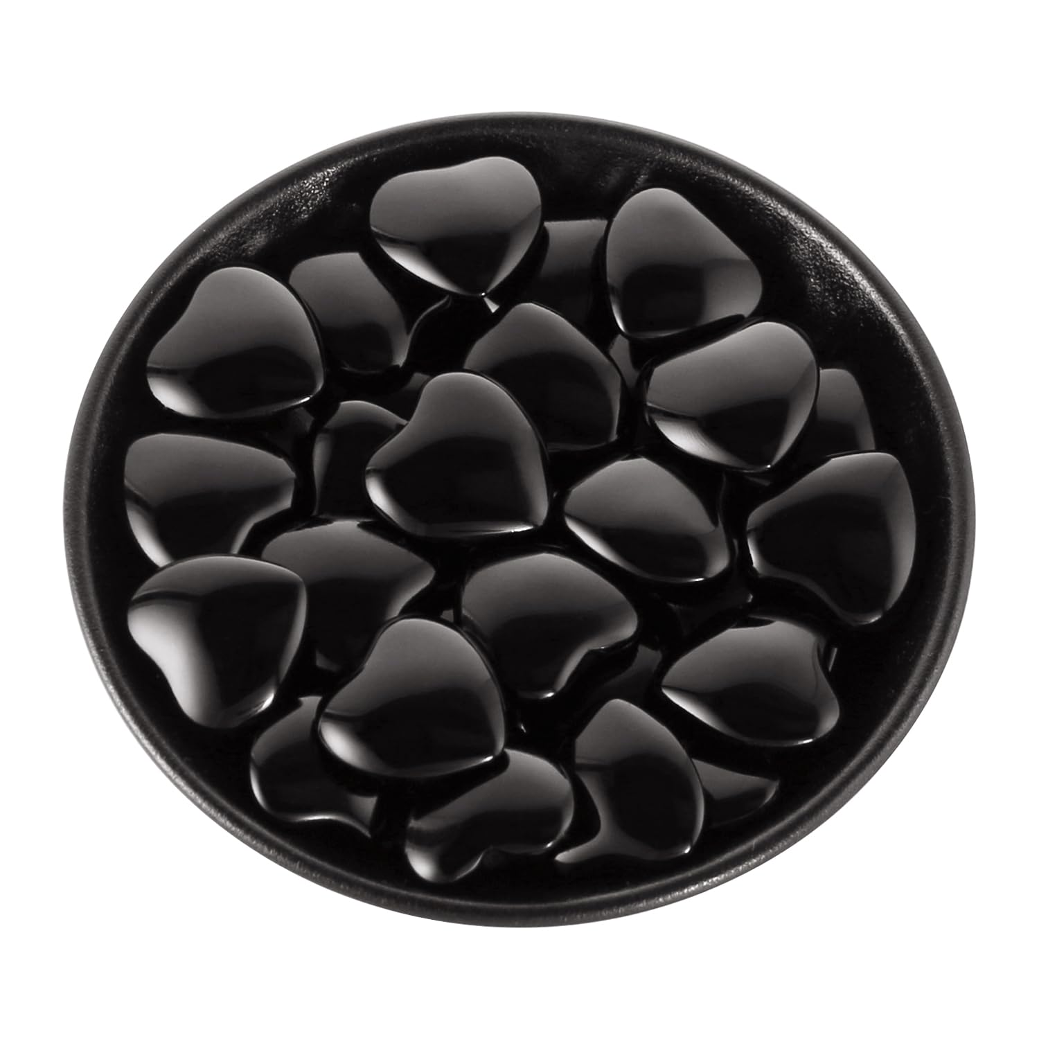 Nvzi Tumbled Polished Natural Black Obsidian Crystal Heart Stones, Crystals and Healing Stones Quartz Bulk for Wicca, Reiki, Hea