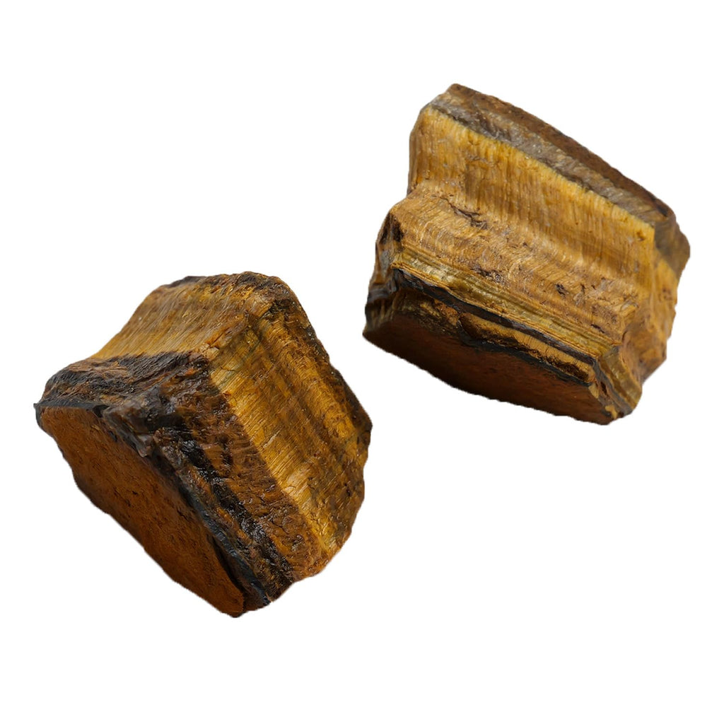 Apengshi Tiger's Eye Raw Crystals 2PCS Natural Rough Rocks Healing Crystal and Stones DIY Raw Stones Meditation Fountain Garden 