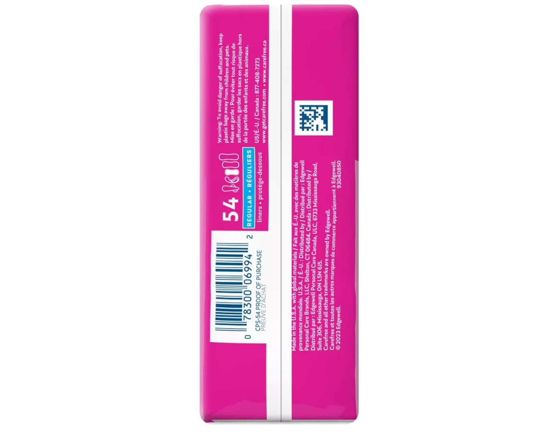 Carefree Acti-Fresh Regular 54 Ct. Unscented 2pk