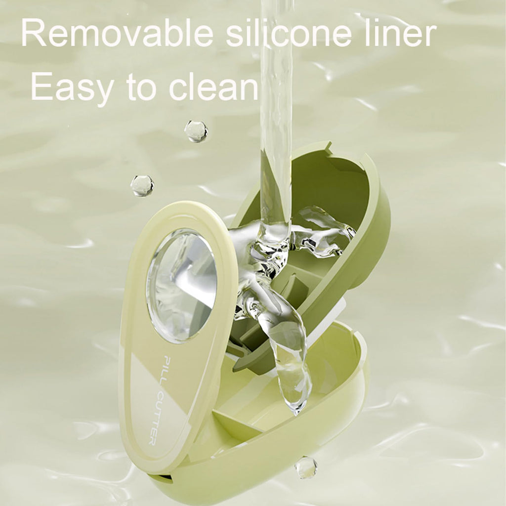 Zinmilin Avocado-Shaped Pill Cutter, Splitter for Small & Large Pills, 2-Compartment, Green, 1 Count