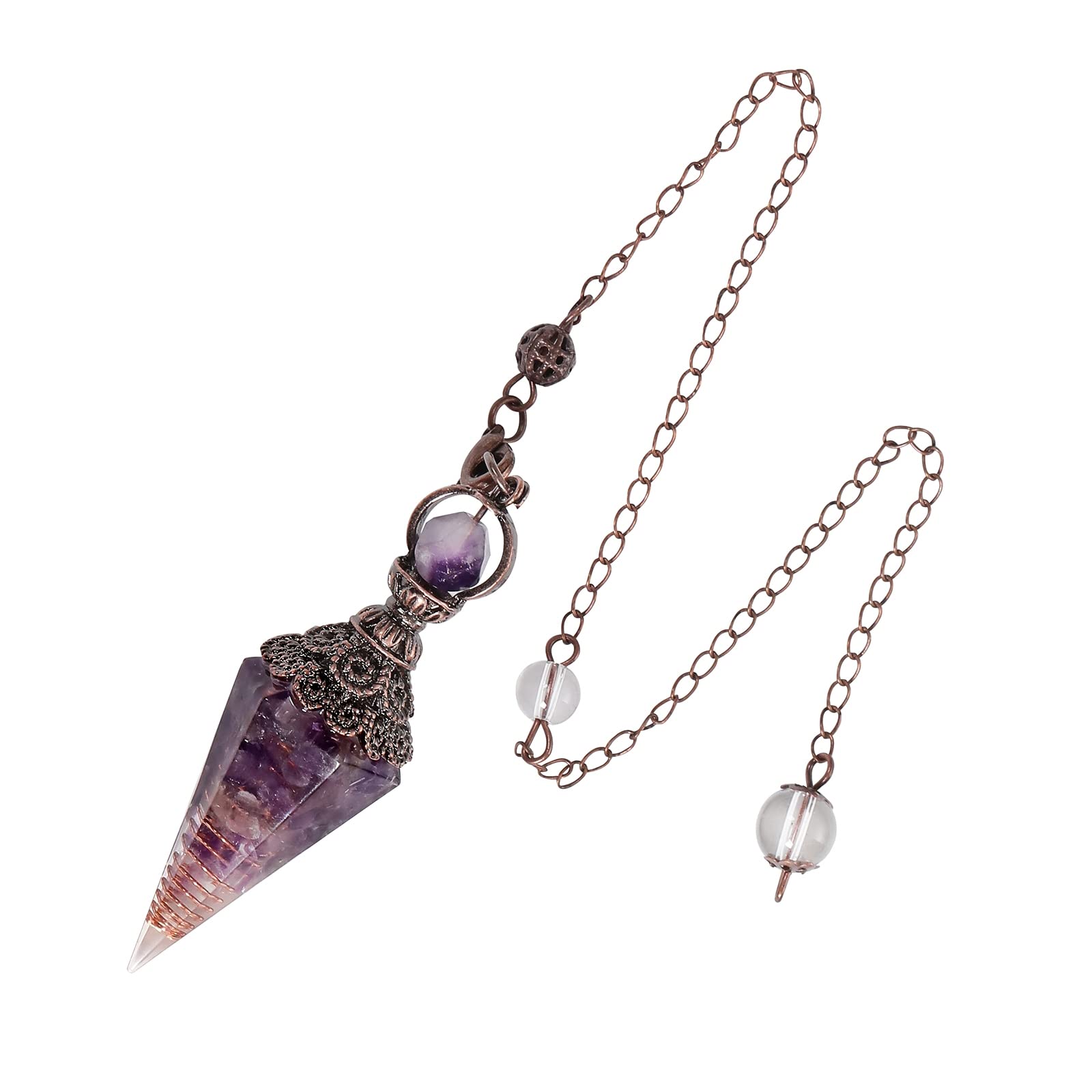 Loveliome Healing Crystal Pendulum for Divination, Wicca Dowsing Balancing Spiritual Resin Gemstone Point Pendant,Citrine