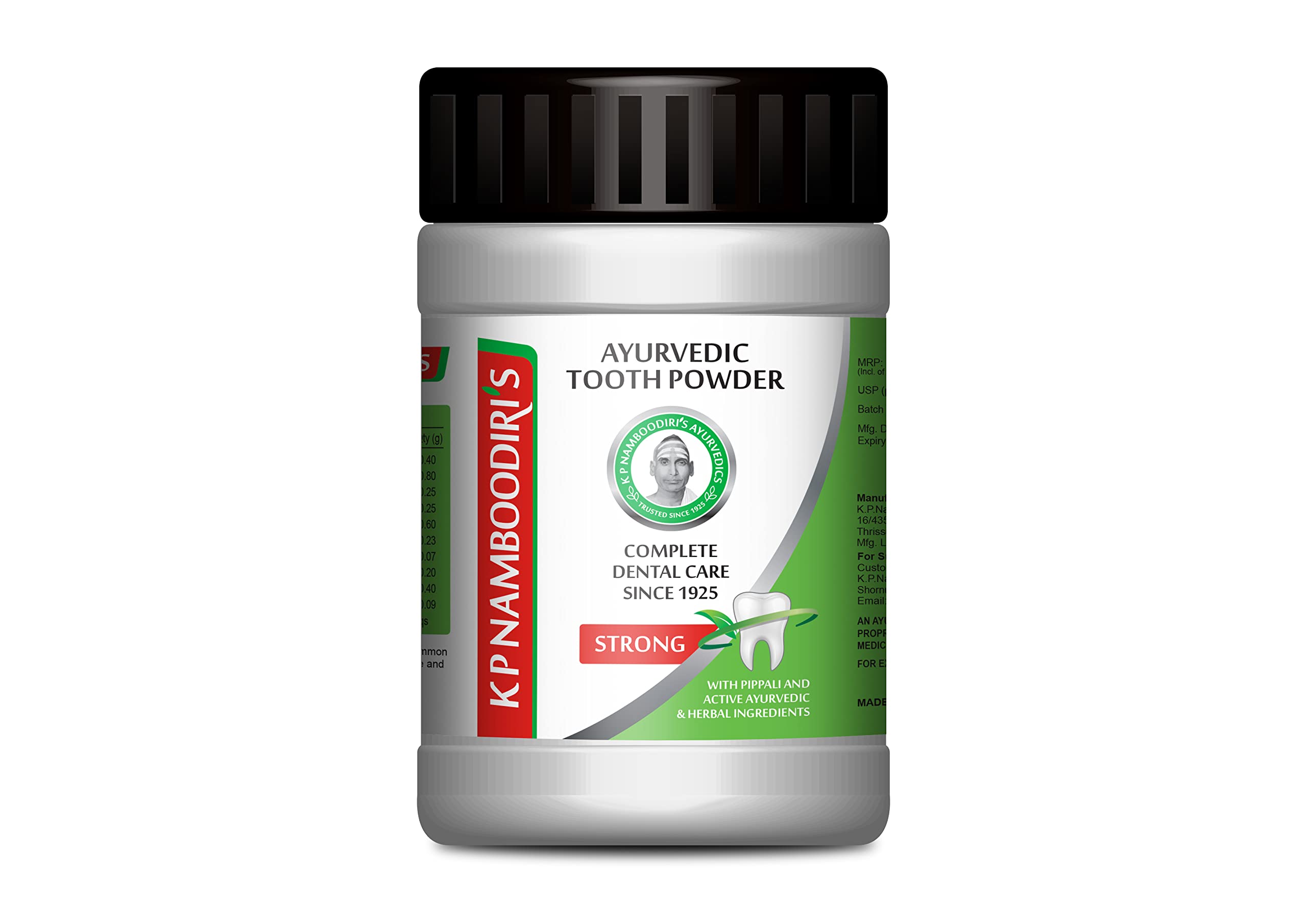 K.P. Namboodiri S Tooth PowderStrong  80 Gram (Ayurvedic Toothpowder 4 Pack) | For Healthy Gum