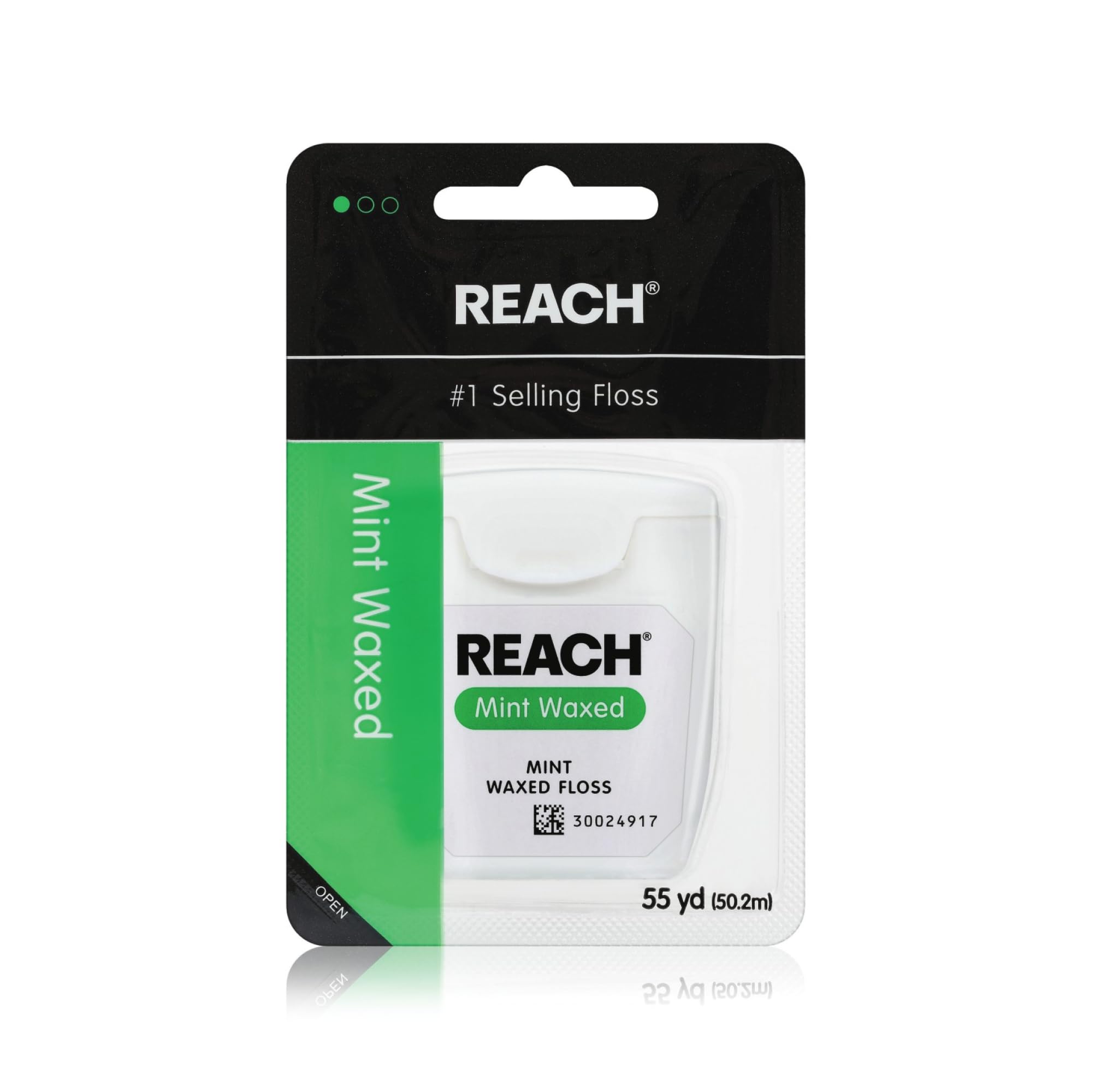 REACH Waxed Dental Floss, Mint, Plaque Remover for Teeth, Shred Resistant, Floss Slides Smoothly, Easy to Use, Waxed, Deep Clean