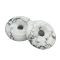 Bacatgem 2 Pcs White Howlite Turquoise Polished Crystal Amulet Peace Circle Donut Stone Beads Supplies,Round Large Hole 7mm Luck