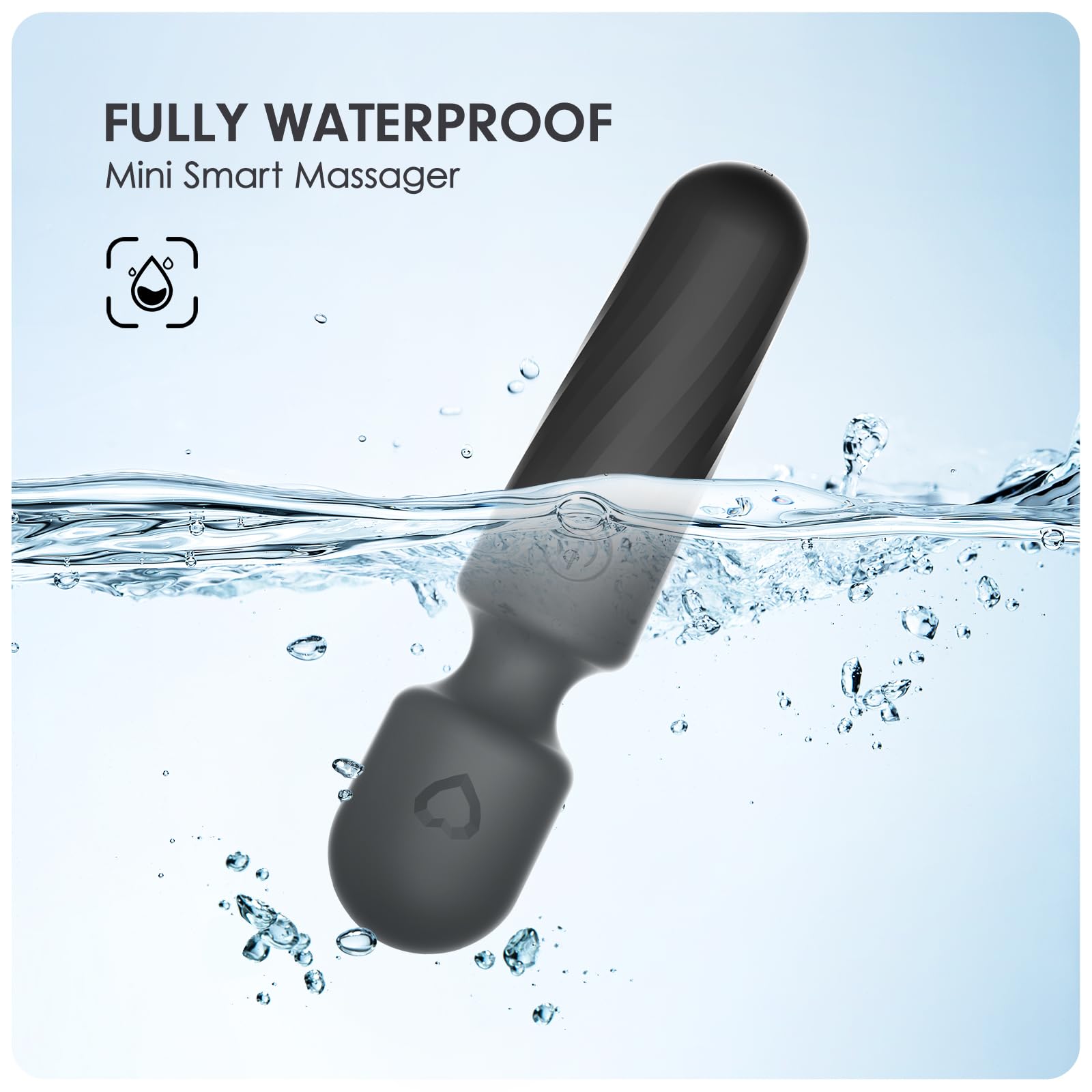 MANFLY Portable Travel Massage Tool, 10 Modes Rechargeable Waterproof Mini Neck Muscle Massager (Deep Black)