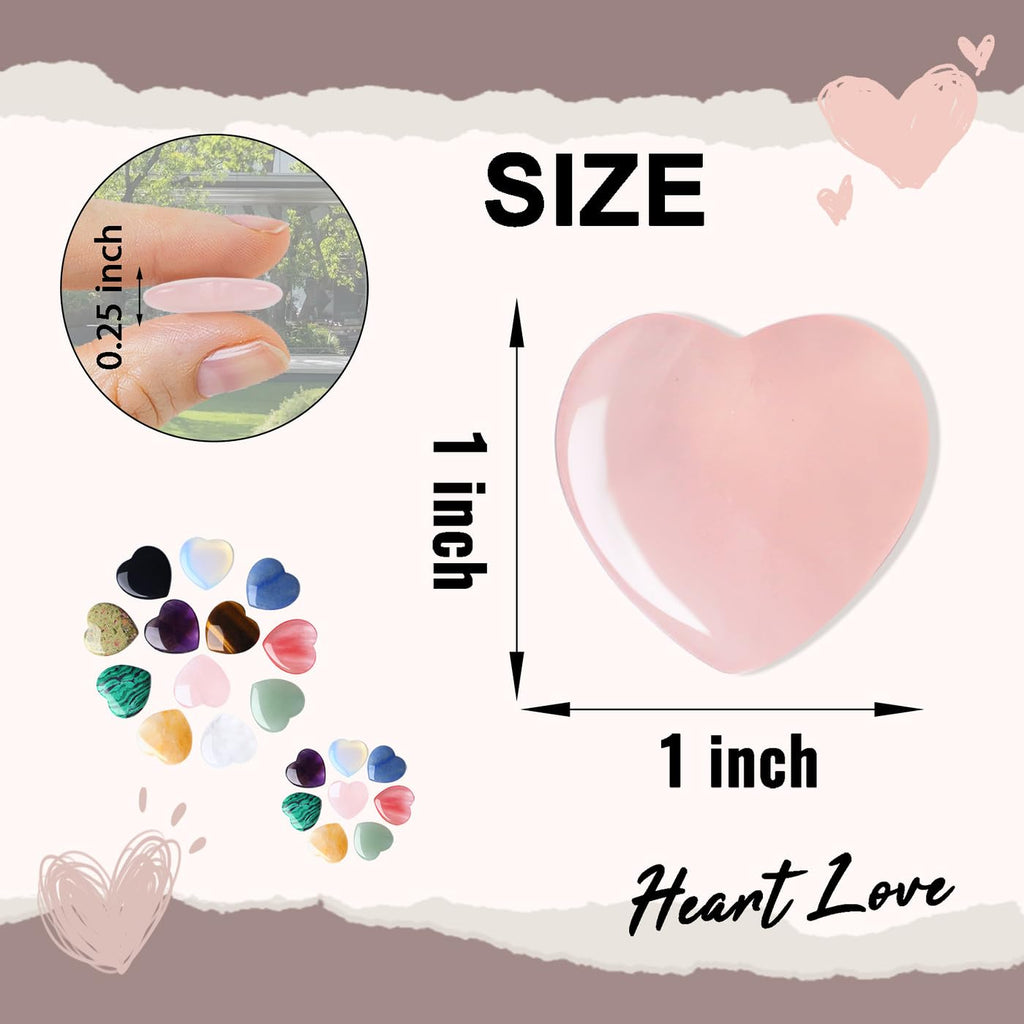 DUQGUHO 1 Inch Hearts Crystals and Healing Stones Reiki Gems Healing Crystals Amethyst Crystal Hearts Set Rose Quartz Heart Shap