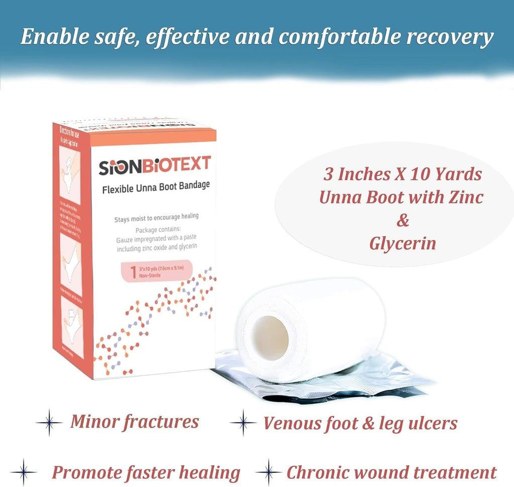 Sion Biotext Unna Boot with Zinc Flexible Compression Bandage Maintain Moist Healing Environment Medical Dressing Wrap Gauze - E