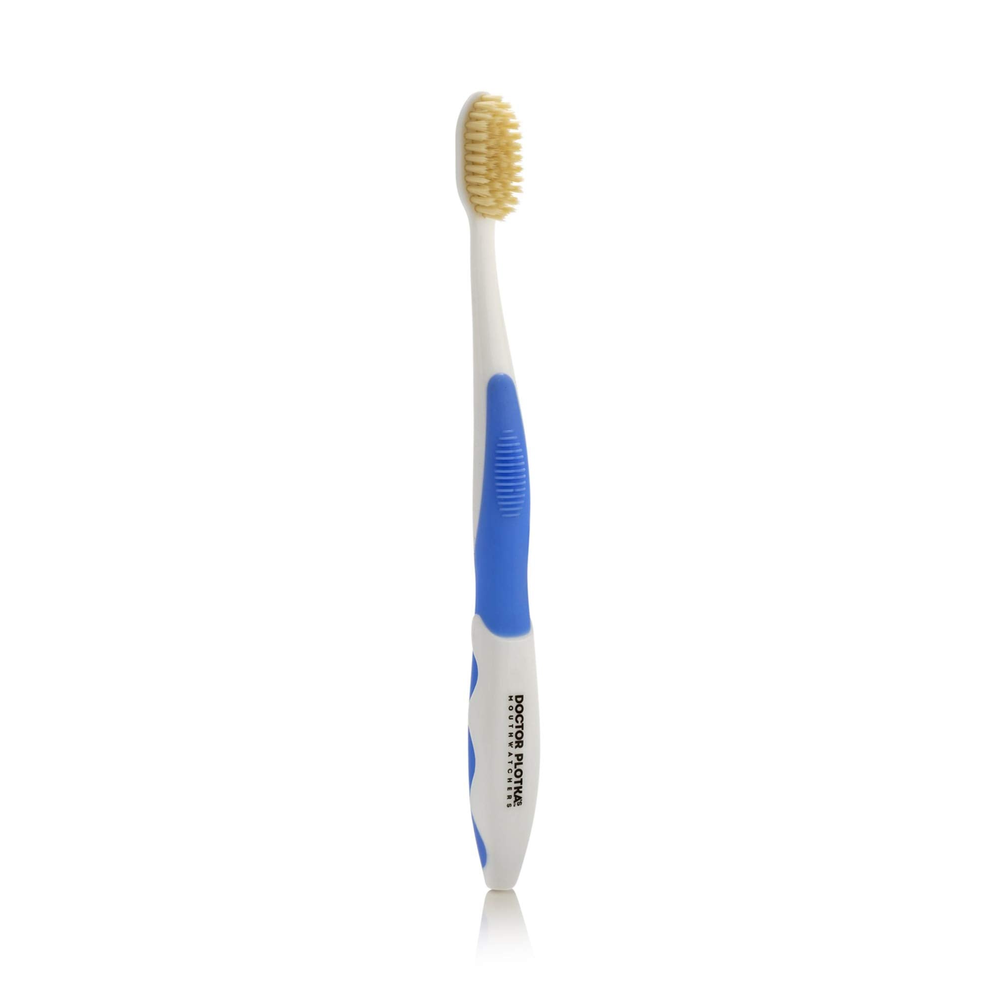 MOUTHWATCHERS Soft Flossing Manual Toothbrush for Adults, Blue, Ultra Clean, Good for Sensitive Teeth and Gums, by Dr. Plotkas