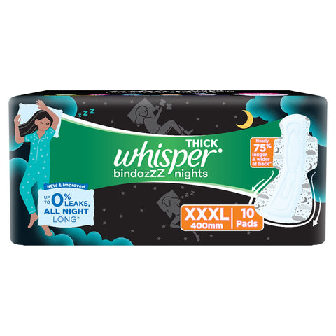 Whisper Ultra Nights Sanitary Pads XXXL Wings 10 Pieces Pack