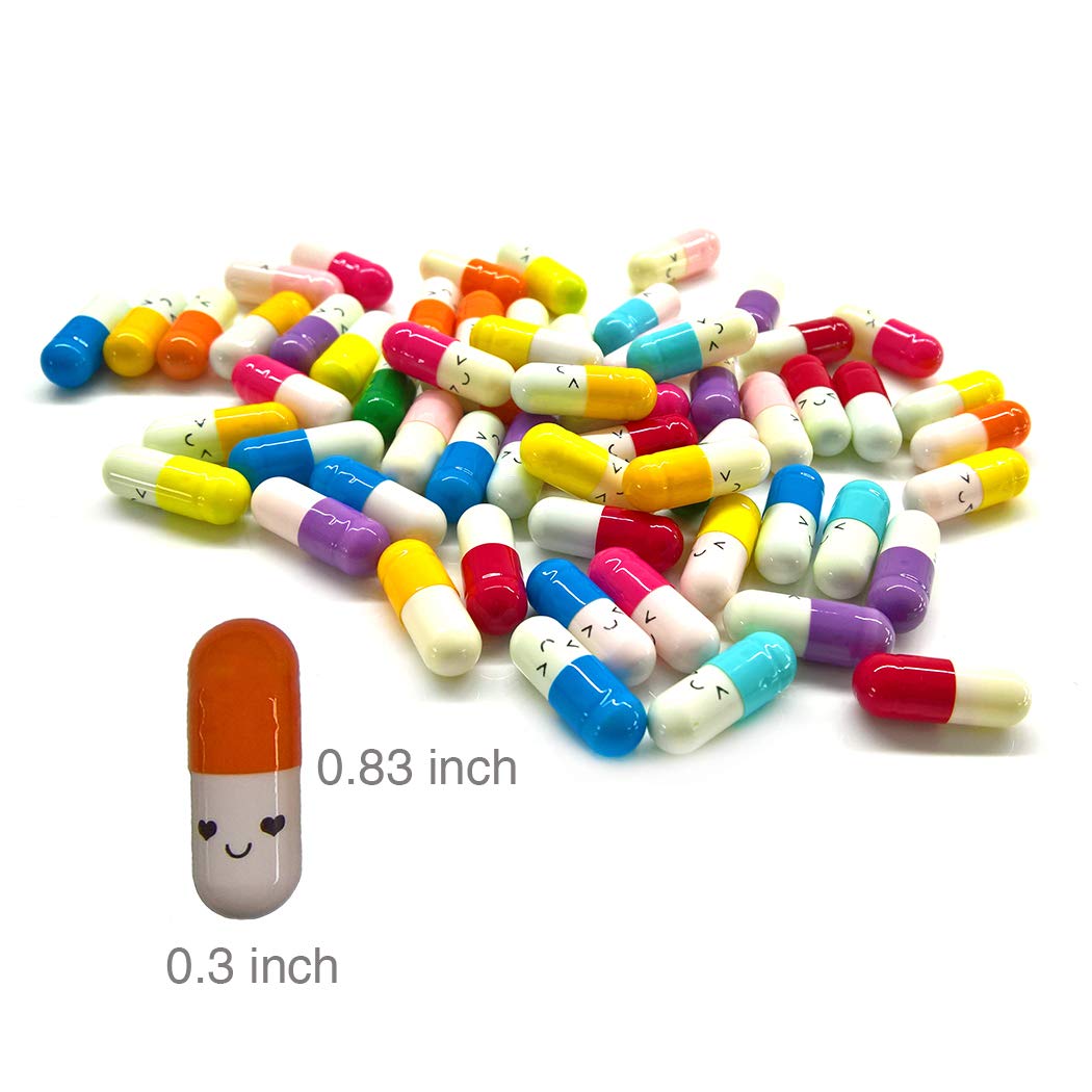 Aoyoho 100 Pcs Message in a Bottle Capsule Letter Cute Smiling Face Love Friendship Half Color Pill