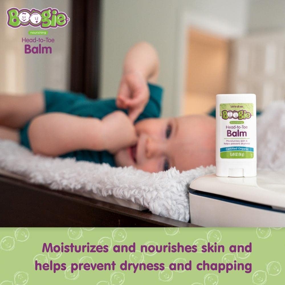Baby Balm Stick by the Makers of Boogie Wipes, Moisturizes and Soothes from Head to Toe, Hypoallergenic, Naturally Derived, 0.49
