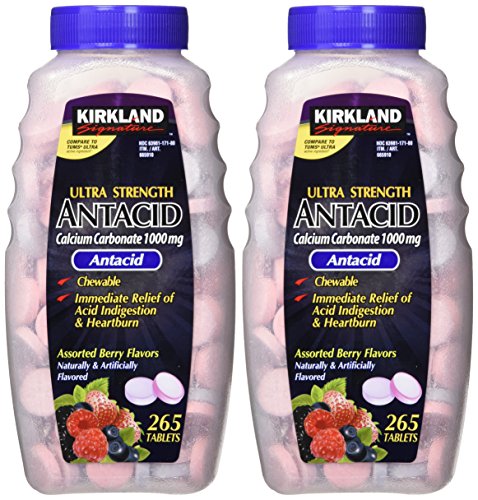 Kirkland Signature Chewable Ultra Strength Antacid / Calcium SUpplement 1000mg 265 Count (Pack of 2)