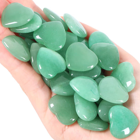 20 PCS Green Aventurine Natural Heart Healing Crystals Polished Crystal Cute Mini Stones Pocket Palm Love Gemstones Set Bulk Who