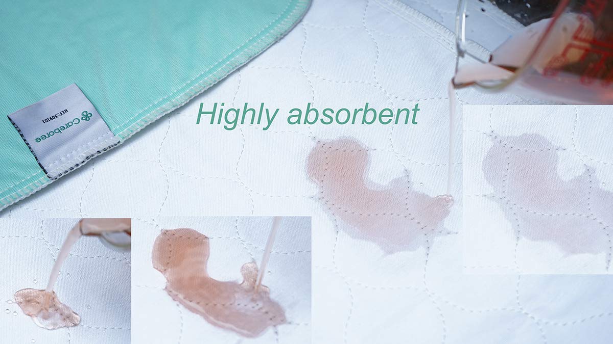 Careboree Pack of 2 Cotton Top-Layer Reusable Tuckable Underpads Incontinence Bed Pads Queen 34X60 Washable 21 Wings