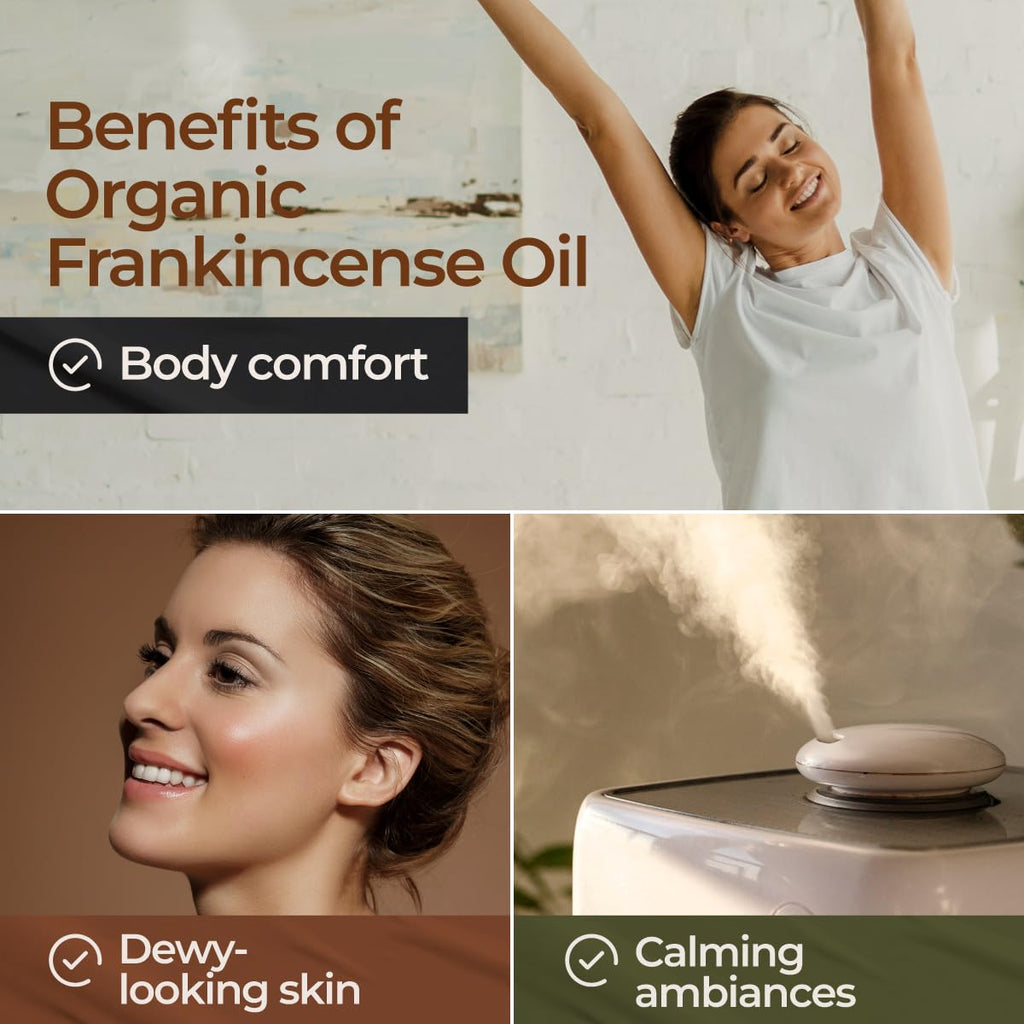 Gya Labs Organic Frankincense Essential Oil for Skin - 100% Pure Natural Organic Frankincense Oil for Face, Body Comfort & Diffu