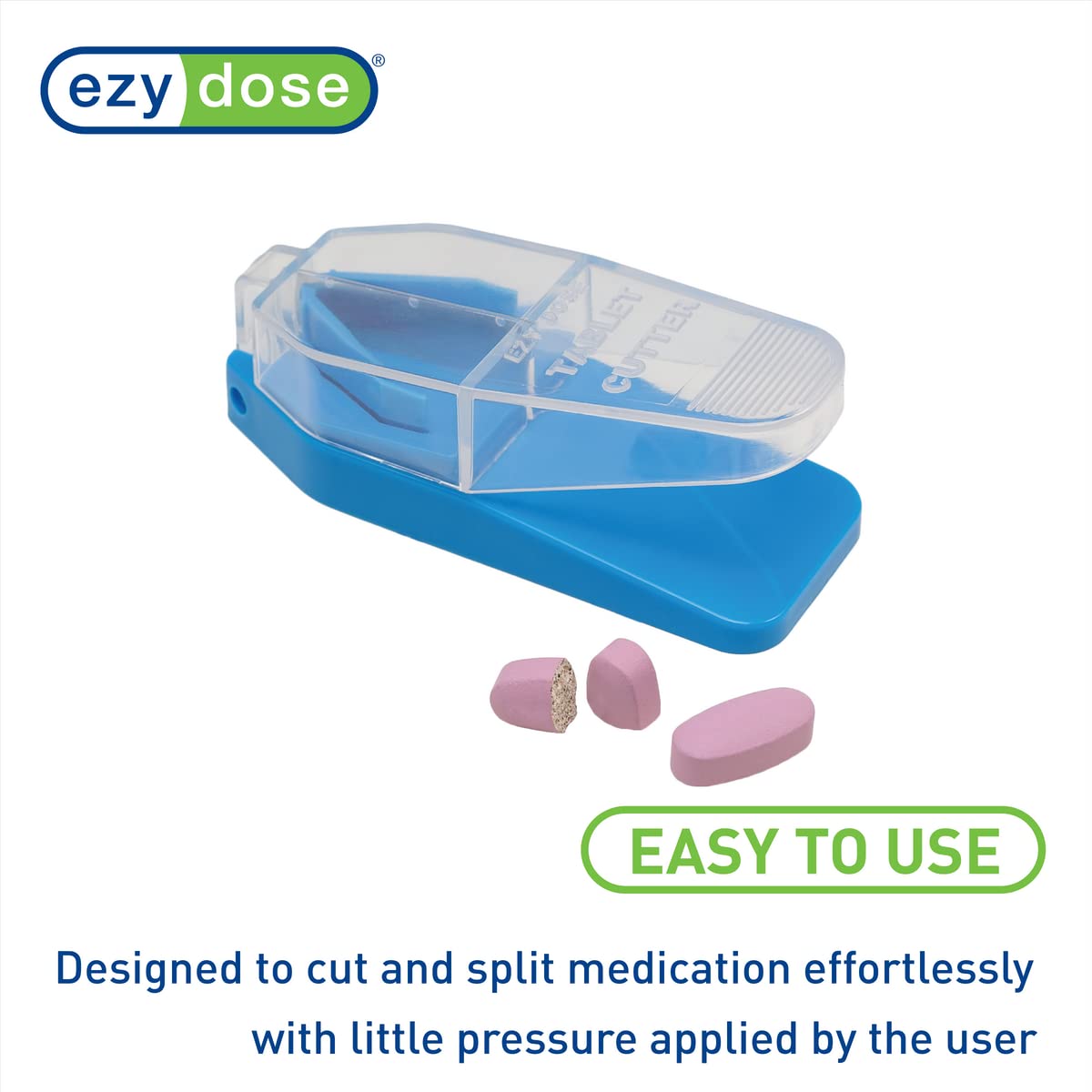 EZY DOSE Pill Cutter and Splitter, Cuts Pills, Vitamins, Tablets, Stainless Steel Blade, Travel Sized, Safely Cut Pills and Vita