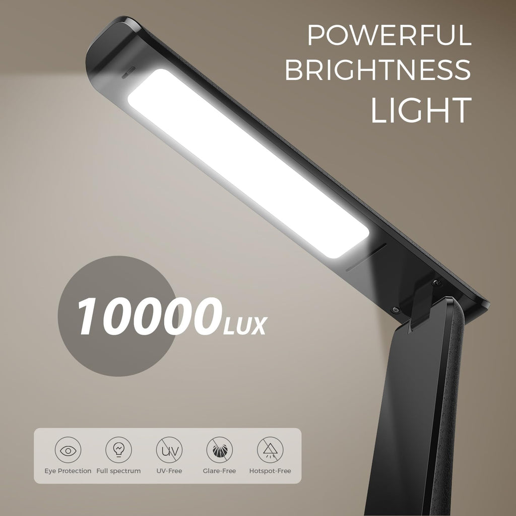 Light Therapy Lamp, 10000 LUX UV-Free LED Sunlight Light, Full Spectrum Mood Light Hayyp Lamp, Touch Control Desk Lamp with Nigh