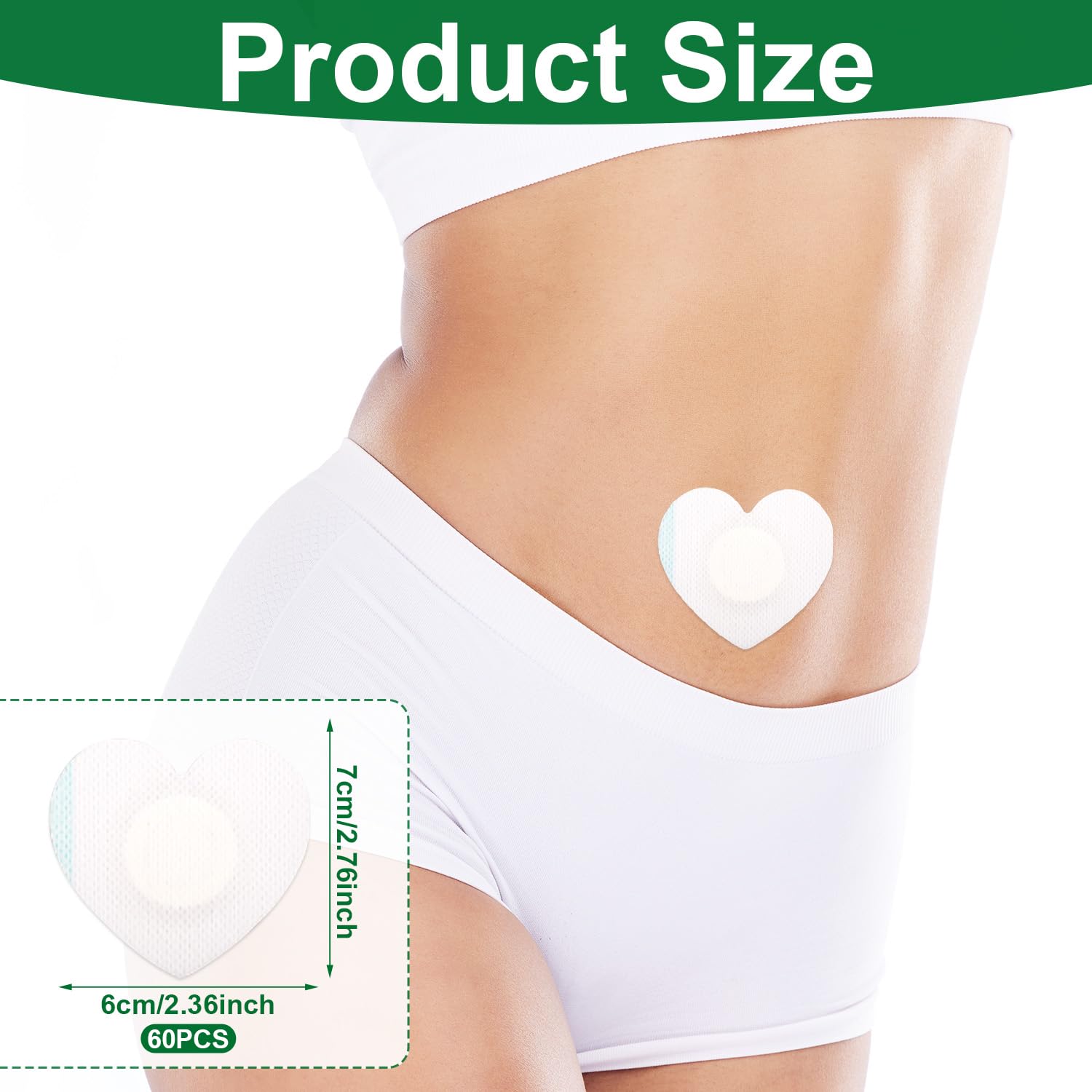 Gosknor 60pcs Castor Oil Wrap for Belly Button, 2.76x2.36 Inch Heart Shape Castor Patches Self-Adhesive & Highly Absorbent Belly