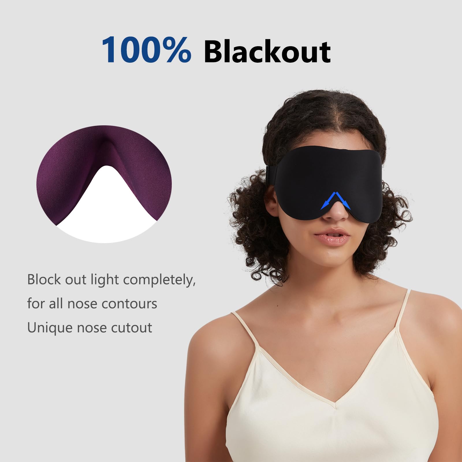 ALASKA BEAR 100% Blackout Sleep Mask for Women and Men, 3D Pillowy Soft Light Blocking Eye Mask with Contoured Eye Cups, Earplug