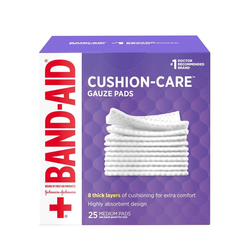 BAND-AID Brand CUSHION-CARE Gauze Pads 3in x 3in, 25 count