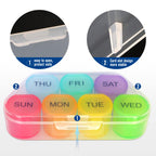 NatureTouch Weekly Pill Organizer, BPA Free Medicine Organizer Rainbow 7 Day Pill Box, Daily Portable Pill Conatainer for Pills/