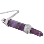 Nupuyai Crystal Point Stone Pendant Necklace for Unisex, Healing Crystals Pendulum Divination Reiki Chakra
