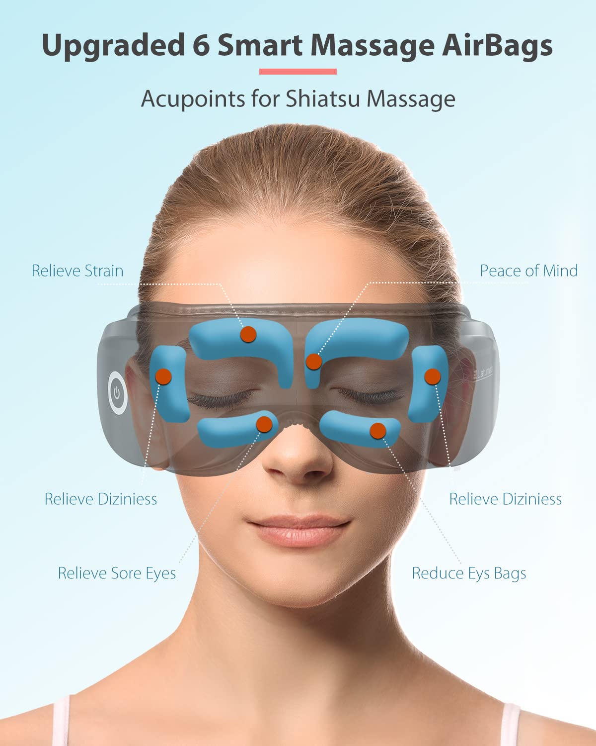 Latumab Eye Massager with Heat, Heated Eye Mask with Bluetooth Music, Face Massager, Eye Mask for Relax Eye, Reduce Eye Strain,
