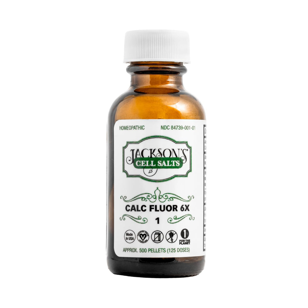 Jackson's #1 Calc Fluor 6X (500 Pellet Bottle) - Certified Vegan, Lactose-Free Schuessler Calcarea Fluorica 6X Made in The USA (