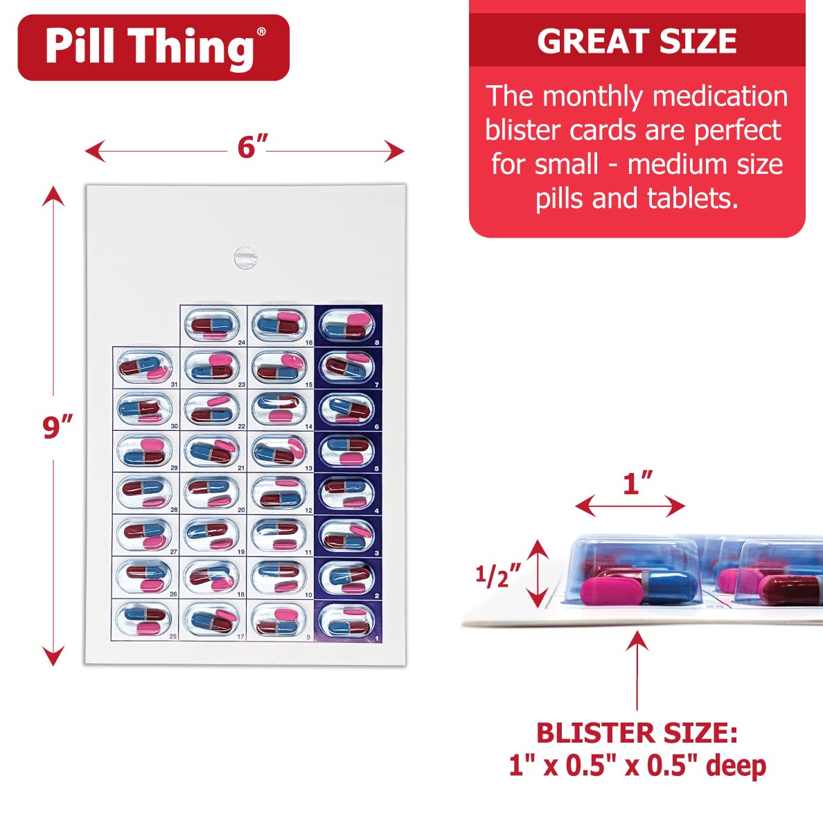 Monthly Pill Organizer Cold Seal Medication Blister Cards - DIY Pharmacy Pill Packaging for Medication, Disposable, Easy to Use,