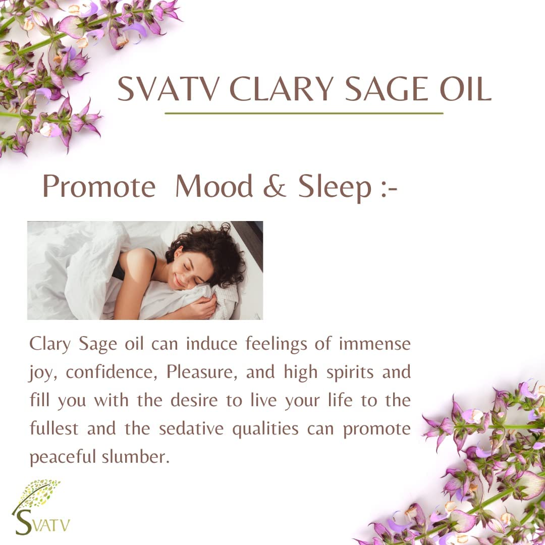 SVATV Clary Sage Essential Oil Therapeutic Grade Aromatherapy Oils Fragrance Oil for Diffuser Yoga Massage & DIY Personal Care 1