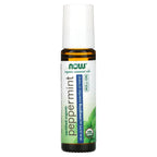 NOW Foods Essential Oils, Peppermint Roll-On, Certified Organic, Energizing Blend, Steam Distilled, Topical Aromatherapy, 10-mL