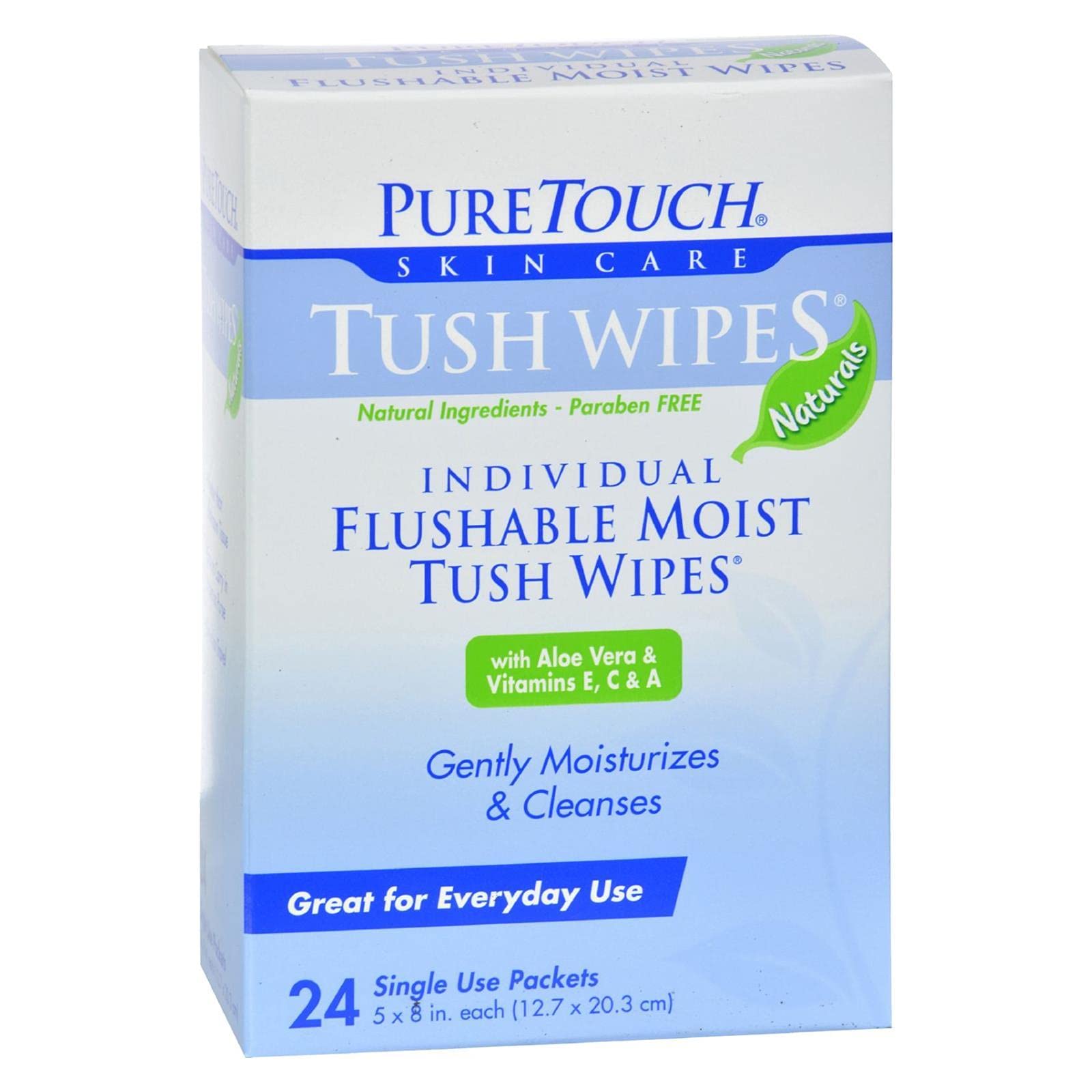 PURETOUCH Skin Care Wipes,Tush,FLUSHABLE, 24 CT