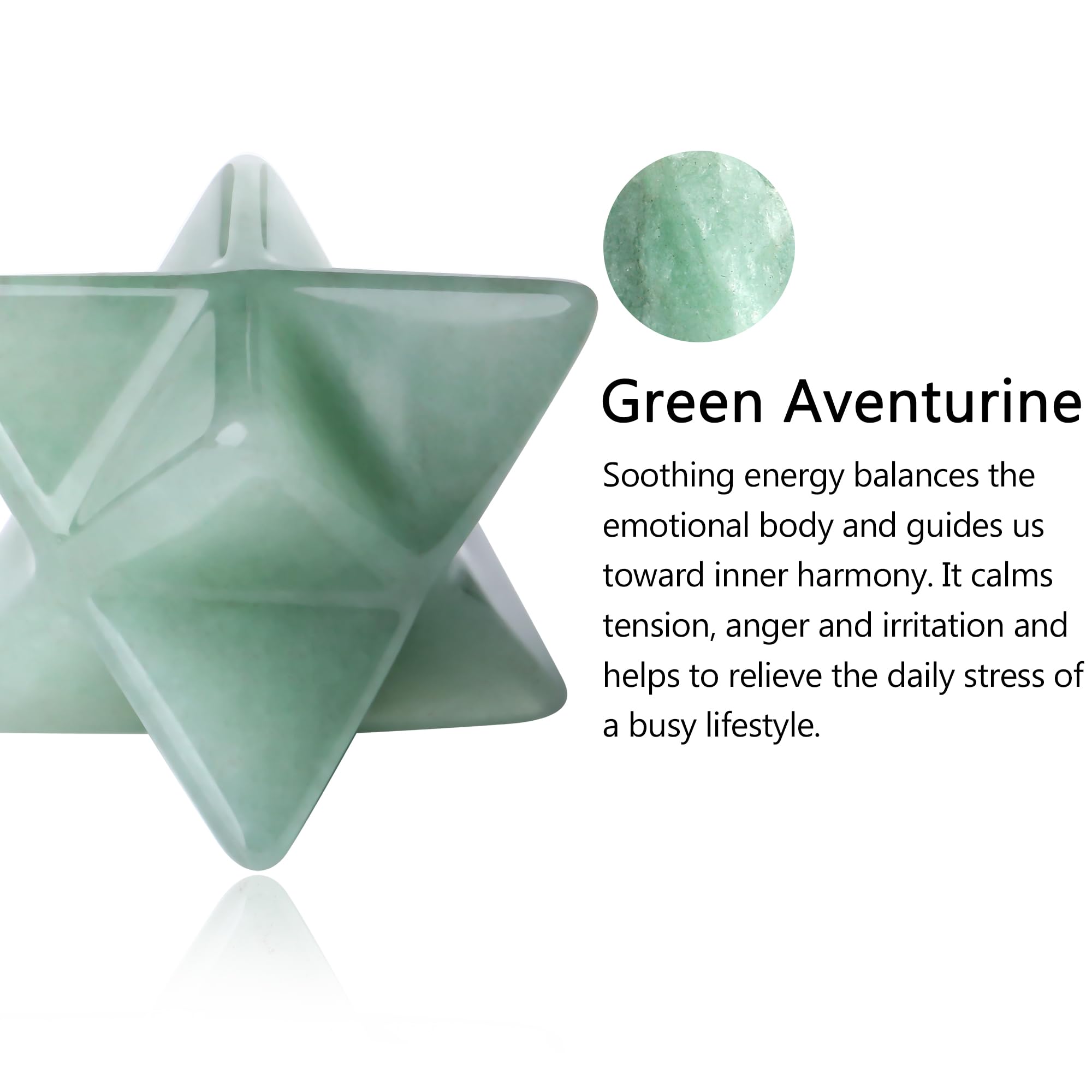 QINJIEJIE Green Aventurine Merkaba Crystal Natural Healing Stones Sacred Meditation Energy Generator 1 Home Decor Protection Cle