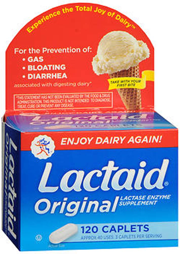Lactaid Original Lactase Enzyme Supplement Caplets-120ct (Quantity of 2)