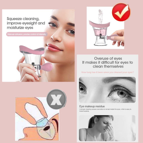 Eye Wash Cup,Eye Wash Cleaner Kit Silicon Manual Air Pressure Eye Cleaning Cup Tool Effective Eye Rinse Clean Dust Makeup Irrita