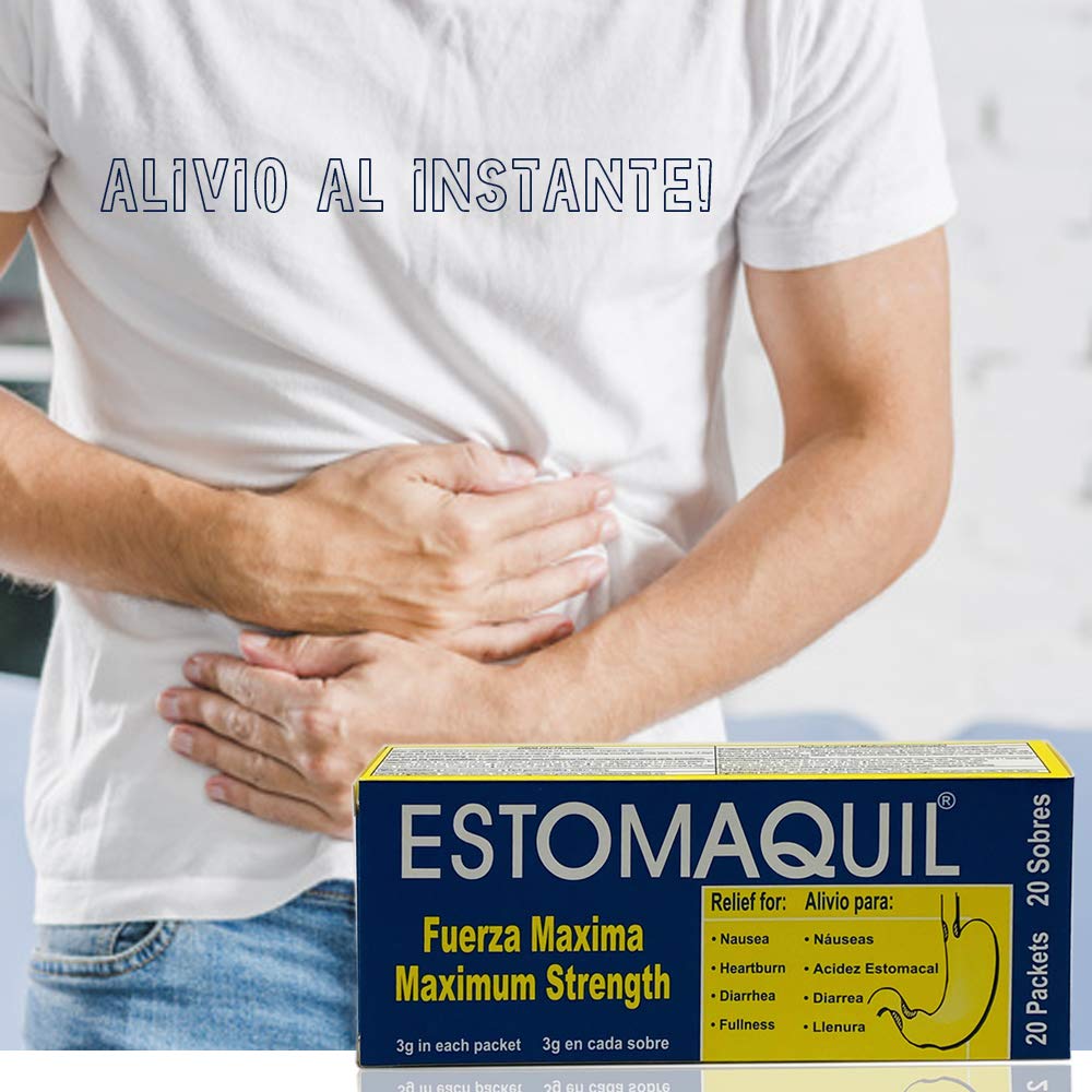 ESTOMAQUIL, Maximum Strength Powder, Help You Relief Nausea Heartburn, Stomach Inflammation, 20 Count (Pack of 1)