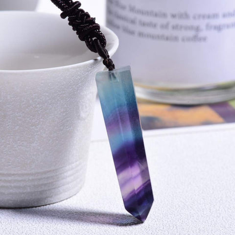 Wixine 1Pcs Healing Chakra Stone Reiki Pendant Necklace Crystal Quartz Natural Fluorite Wand